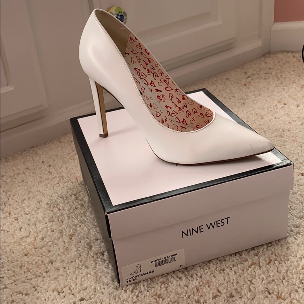 White Nine West Heels